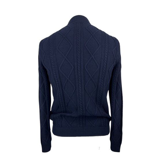 Men's Quilted Navy Sweater - Picture 2 of 3